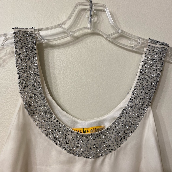 Alice + Olivia Ivory Silk Overlay Dress Beaded (SD2) - Picture 3 of 6